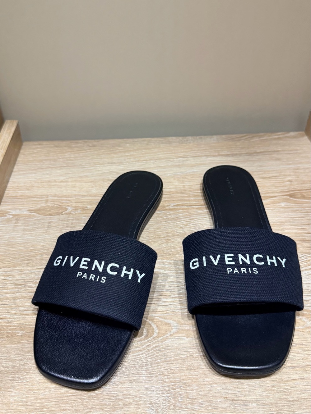 Givenchy Paris Black Logo Slide Sandals Size 39/ Size 8